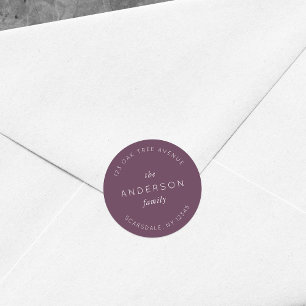 Pegatina Redonda Nombre de familia púrpura oscuro Dirección de devo