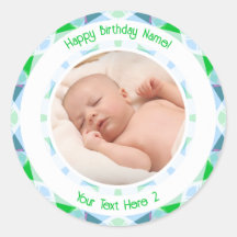 Nombre de Foto Personalizada Edad Azul Verde Cumpl
