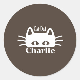 Pegatina Redonda Nombre de gato personalizado para Cat Dad