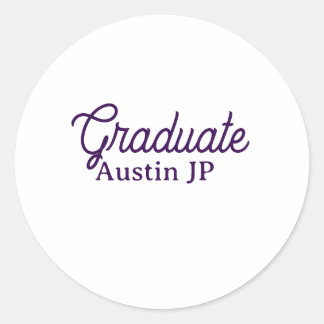 Pegatina Redonda nombre de graduación morado simple minimalista ele