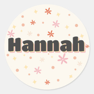 Pegatina Redonda Nombre de Hannah diseño lindo