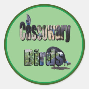 Pegatina Redonda Nombre de imagen de aves vasculares,