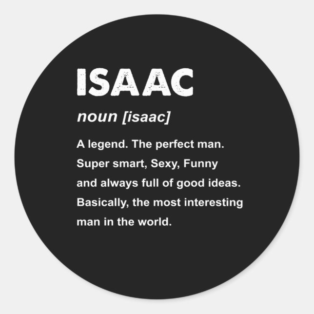 Pegatina Redonda Nombre de Isaac (Anverso)