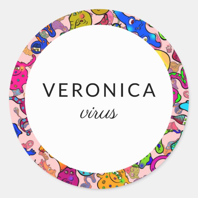 Pegatina Redonda Nombre de la bacteria Personalizado personalizada (Anverso)