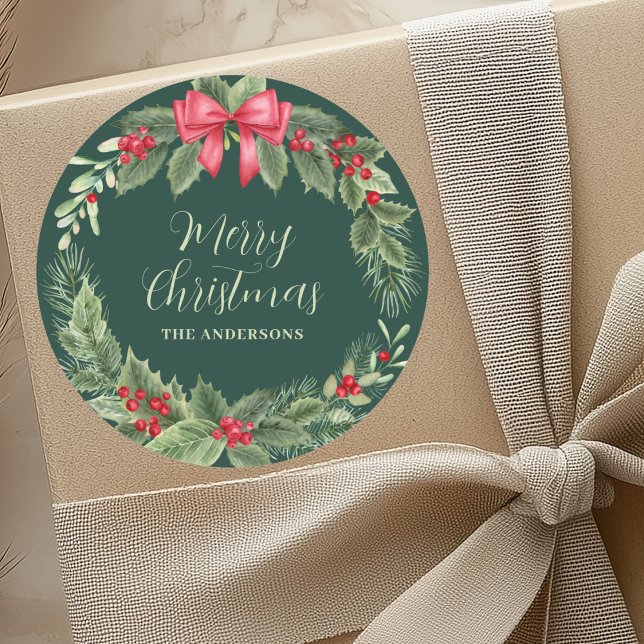 Pegatina Redonda Nombre de la cadena de Navidades verdes (Subido por el creador)