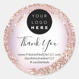 Pegatina Redonda Nombre de la compañía de logotipos Gracias Círculo