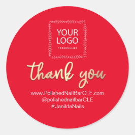 Pegatina Redonda Nombre de la compañía del logotipo Gracias Compra 