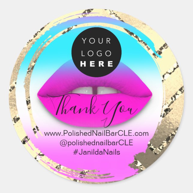 Pegatina Redonda Nombre de la compañía del logotipo Gracias Comprar (Anverso)