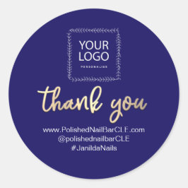 Pegatina Redonda Nombre de la compañía del logotipo Gracias Comprar