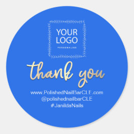 Pegatina Redonda Nombre de la compañía del logotipo Gracias Comprar