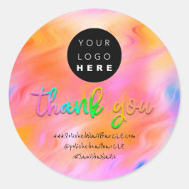 Pegatina Redonda Nombre de la compañía del logotipo Gracias Comprar