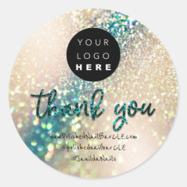Pegatina Redonda Nombre de la compañía del logotipo Gracias Comprar