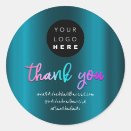 Pegatina Redonda Nombre de la compañía del logotipo Gracias Comprar