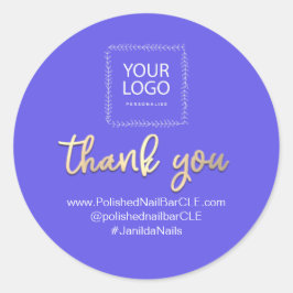 Pegatina Redonda Nombre de la compañía del logotipo Gracias Comprar