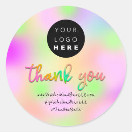 Pegatina Redonda Nombre de la compañía del logotipo Gracias Hologra