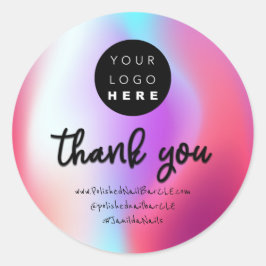Pegatina Redonda Nombre de la compañía del logotipo Gracias Hologra