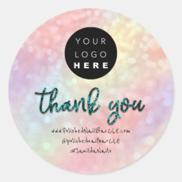 Pegatina Redonda Nombre de la compañía del logotipo Gracias Hologra