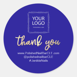 Pegatina Redonda Nombre de la compañía del logotipo Gracias Marina 