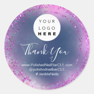 Pegatina Redonda Nombre de la compañía del logotipo Gracias por la 