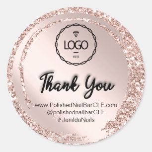 Pegatina Redonda Nombre de la compañía del logotipo Gracias Purpuri