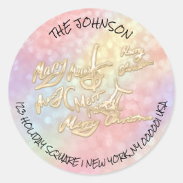 Pegatina Redonda Nombre de la dirección holográfica de oro RSVP de 