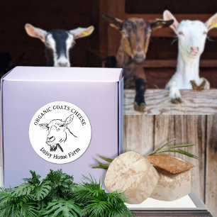 Pegatina Redonda Nombre de la empresa de queso de cabra negro y bla