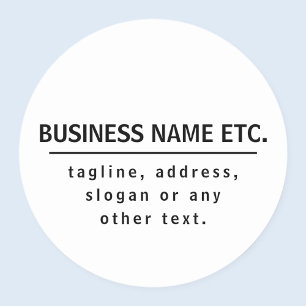 Pegatina Redonda Nombre de la empresa y eslogan/otro texto   Blanco