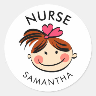 Pegatina Redonda Nombre de la enfermera Personalizado personalizada