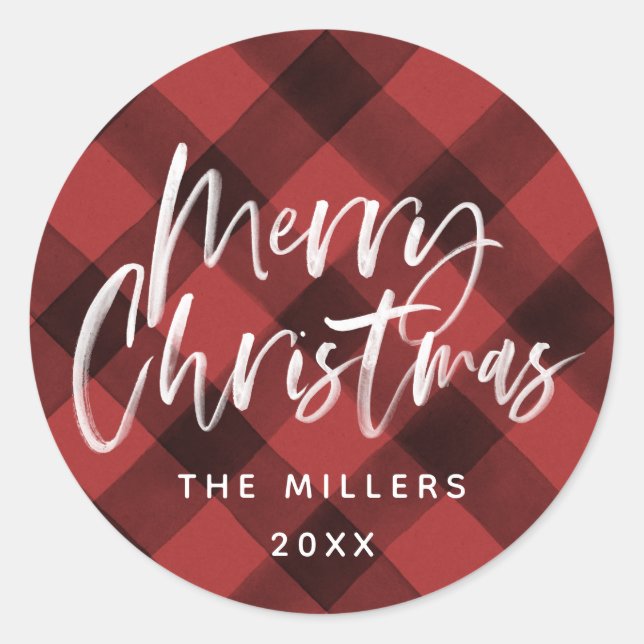 Pegatina Redonda Nombre de la familia de patrones de comprobación d (Anverso)