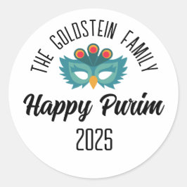 Pegatina Redonda Nombre de la familia del disfraz de máscaras de bú