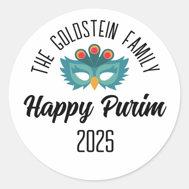 Pegatina Redonda Nombre de la familia del disfraz de máscaras de bú (Anverso)