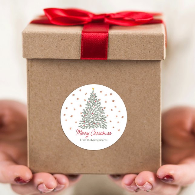 Pegatina Redonda Nombre de la familia escandinava de árbol de Navid (Subido por el creador)