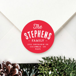 Pegatina Redonda Nombre de la familia linda dirección de retorno de