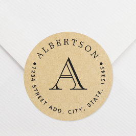 Pegatina Redonda Nombre de la familia Monograma Clásico Dirección d