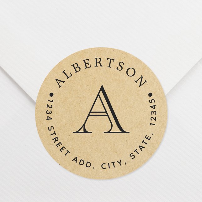 Pegatina Redonda Nombre de la familia Monograma Clásico Dirección d (Subido por el creador)