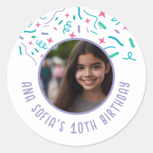 Pegatina Redonda Nombre de la foto del personalizado Cualquier cump