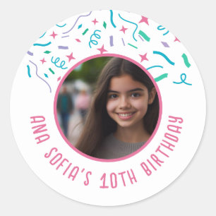 Pegatina Redonda Nombre de la foto del personalizado Cualquier cump