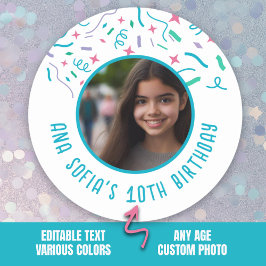 Pegatina Redonda Nombre de la foto del personalizado Cualquier cump