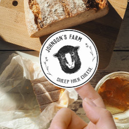 Pegatina Redonda Nombre de la granja | Wreath | Queso de leche de o