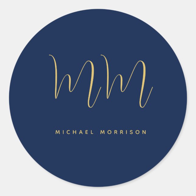 Pegatina Redonda Nombre de las letras iniciales profesionales de lo (Anverso)