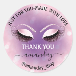 Pegatina Redonda Nombre de las pestañas Boutique Tienda Violeta Ros