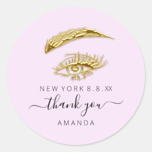 Pegatina Redonda Nombre de las pestañas doradas Microblade Maquilla