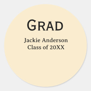 Pegatina Redonda Nombre de letra negrita de graduado clase de 20XX 