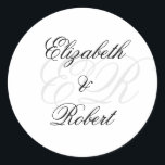 Pegatina Redonda Nombre de lujo minimalista Pegatinas de bodas de m<br><div class="desc">Nombre de lujo minimalista Pegatinas de bodas de monograma</div>