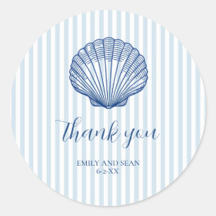 Pegatina Redonda Nombre de matrimonio personalizado Seashell Gracia