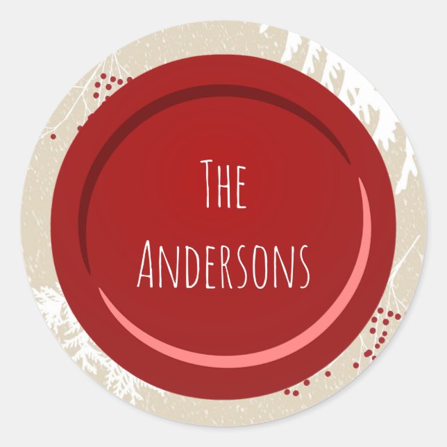 Pegatina Redonda Nombre de Navidades de Berry (Anverso)