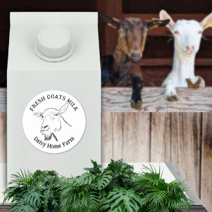 Pegatina Redonda Nombre de negocio divertido de leche de cabra fres