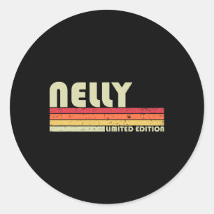 Pegatina Redonda Nombre de Nelly Personalizado Retro Vintage 80s 90