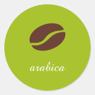 Pegatina Redonda Nombre de plantilla de la variedad de café