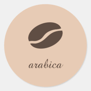 Pegatina Redonda Nombre de plantilla de la variedad de café